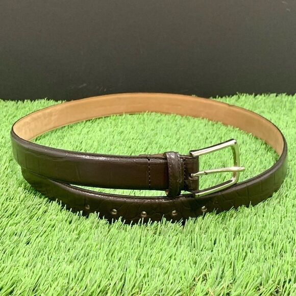 Cole Haan Dark Brown Alligator Embossed Belt. 38 - Picture 2 of 9